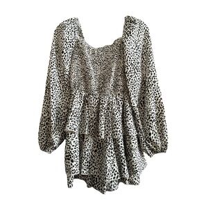 Leopard Print Smocked Tiered Romper NWT– Size Small